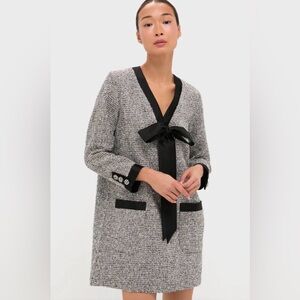 NWT POMANDER PLACE Silver Coco Tweed Bow Dress Medium